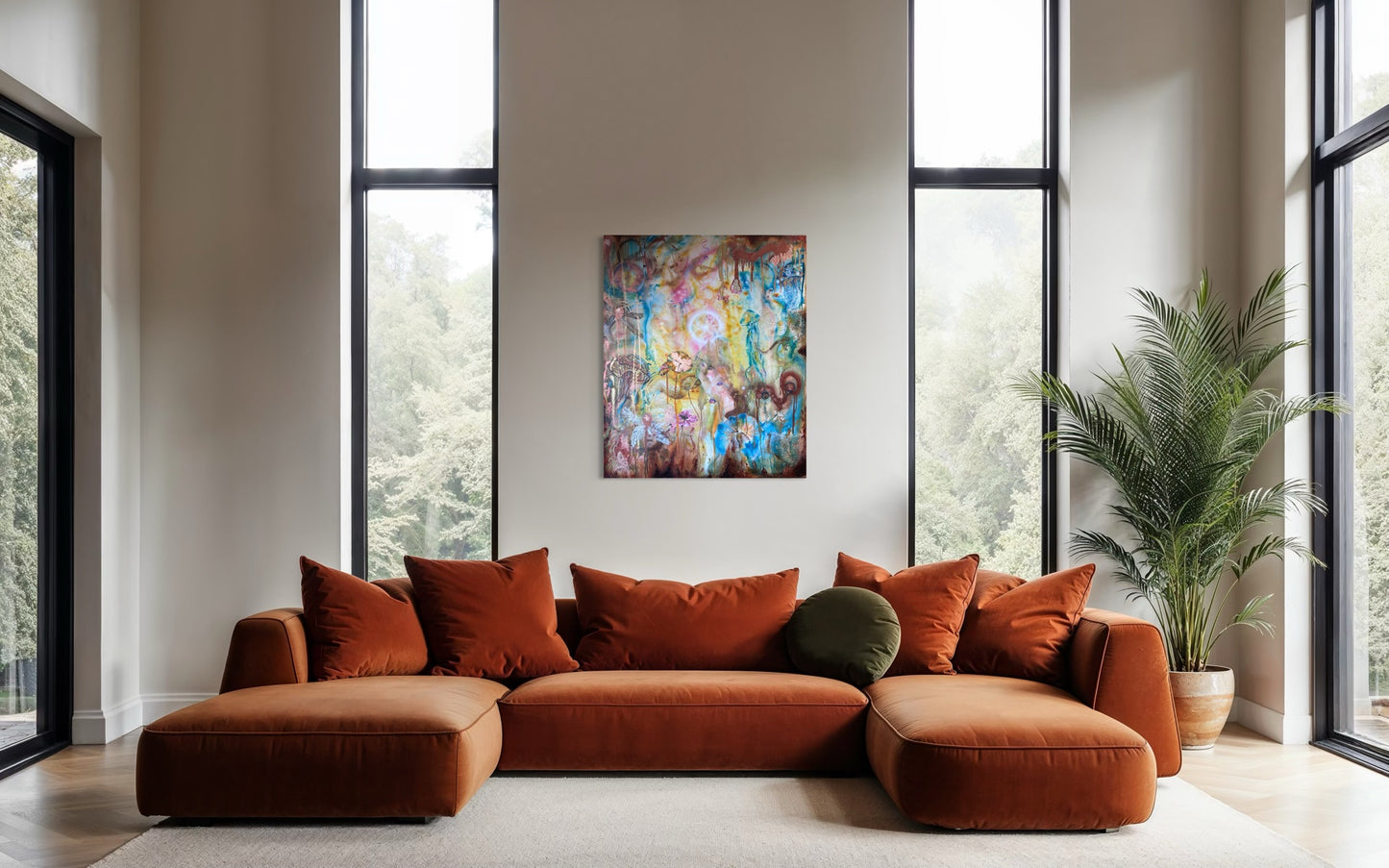 Faith painting for an hypnotic feeling and powerful energy in the living room, enabling you to open your imagination and dive into another world. Emmanuelle Erard Art