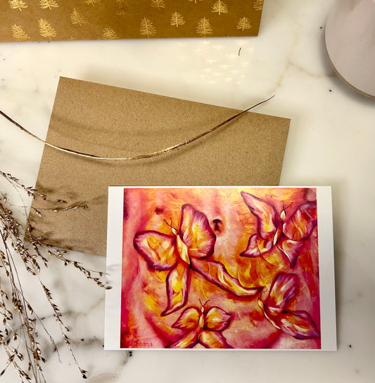 Feeling butterflies - set of 5 cards - with envelopes