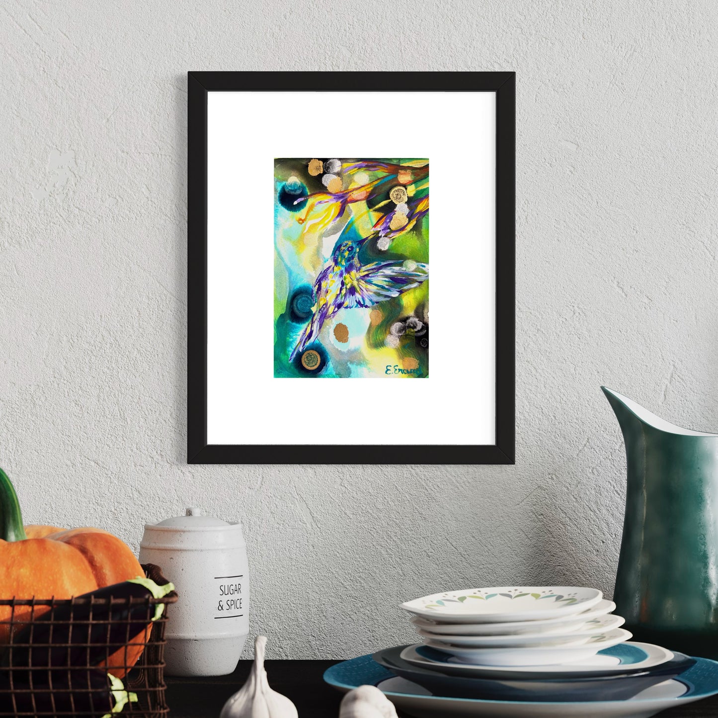 Flowers for little bird - original painting