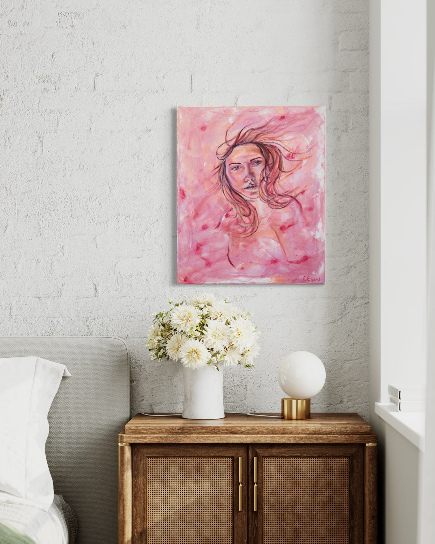 Flower woman - original oil painting