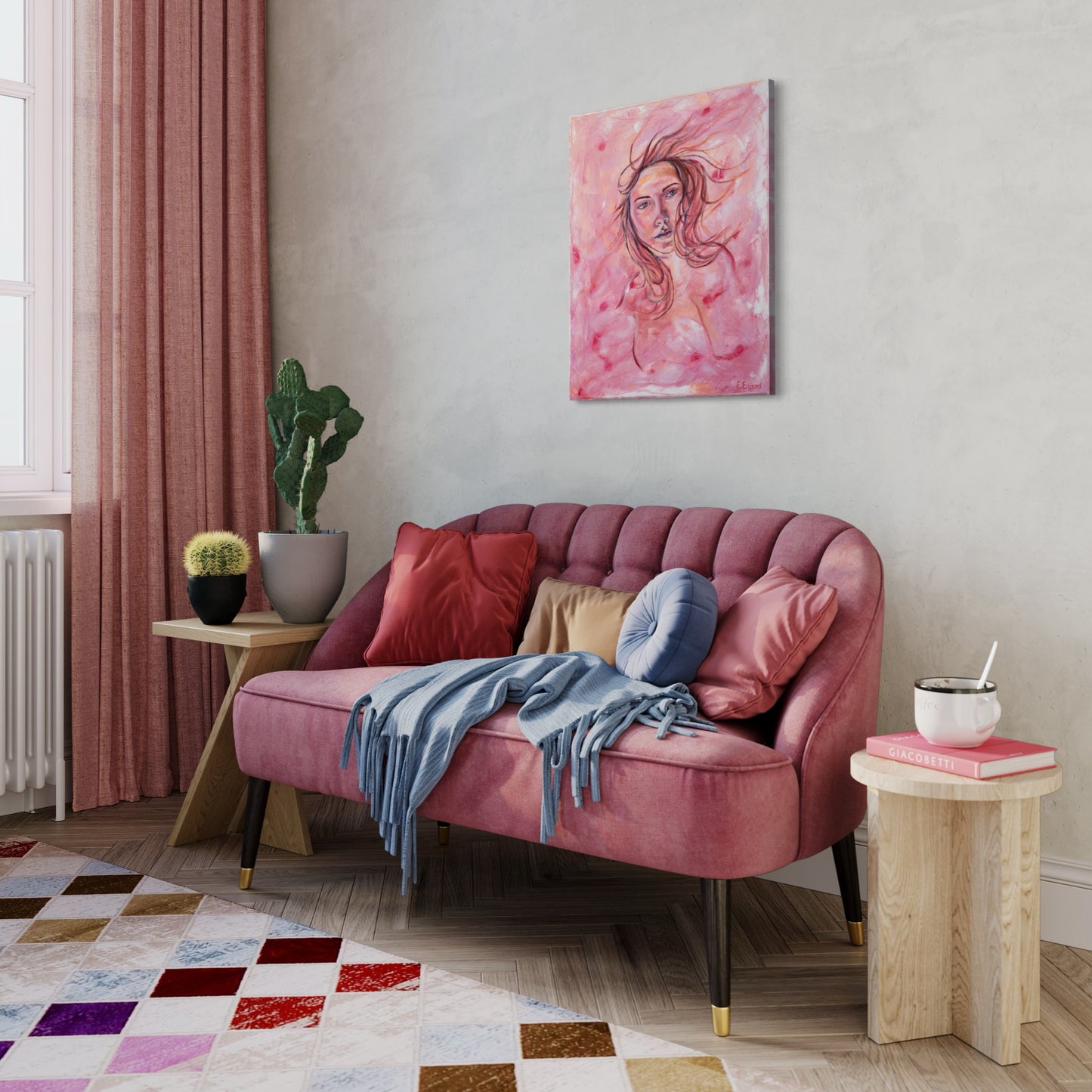 Flower woman - original oil painting