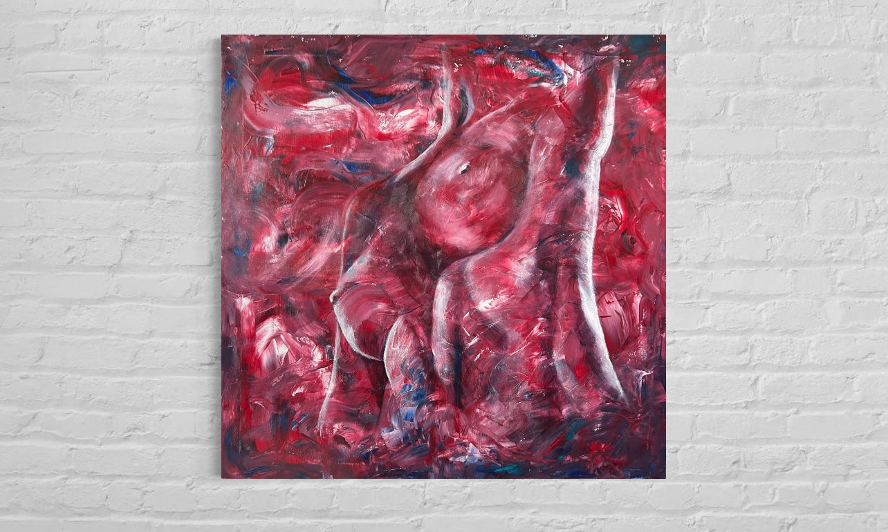 Woman and fire - original oil painting