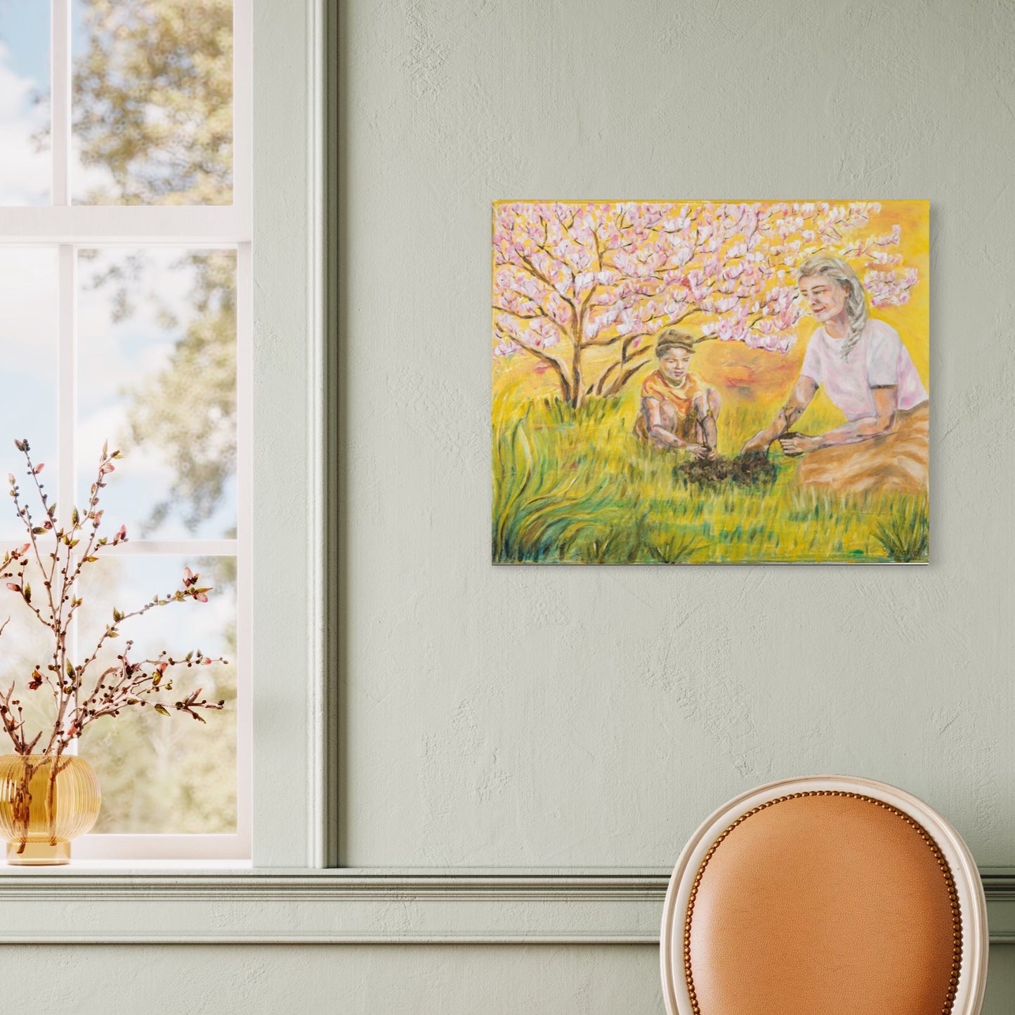 I love you grandma, I love you little boy - original oil painting