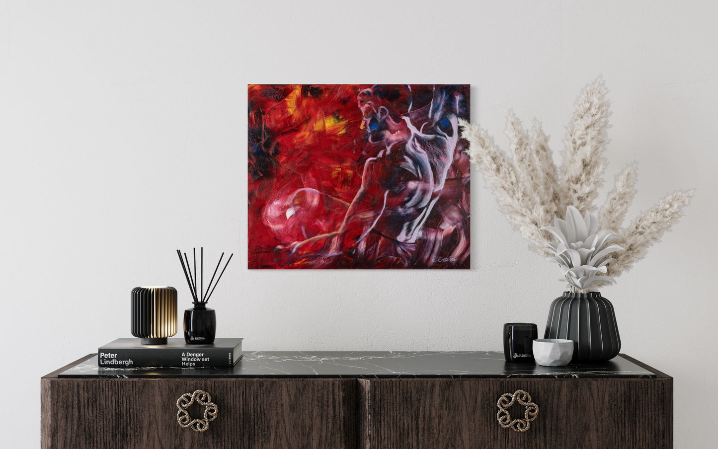 Man and fire - original oil painting