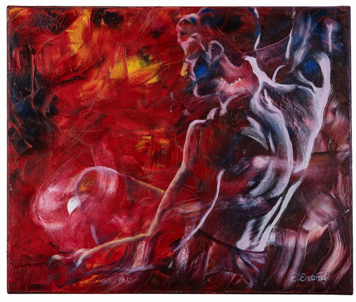 Man and fire, Oil painting on canva, EmmanuelleErardArt