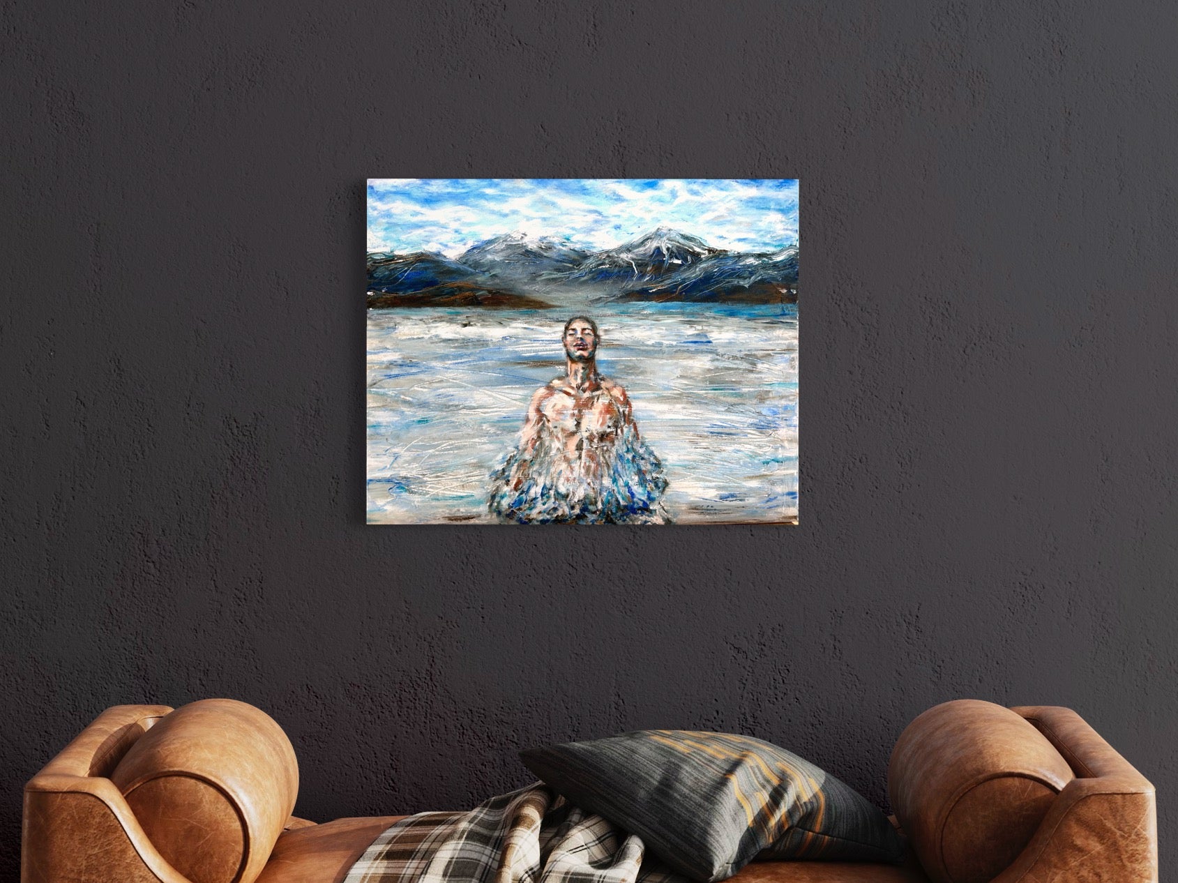 Man and ice oil painting, refresh rebirth energise your room