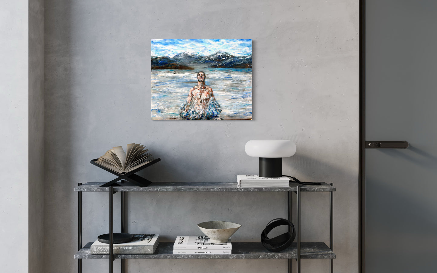 Man and ice oil painting, refresh rebirth energise your room