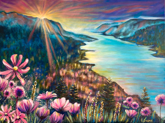 Mystic forest original oil painting 50x70cm, Emmanuelle Erard Art