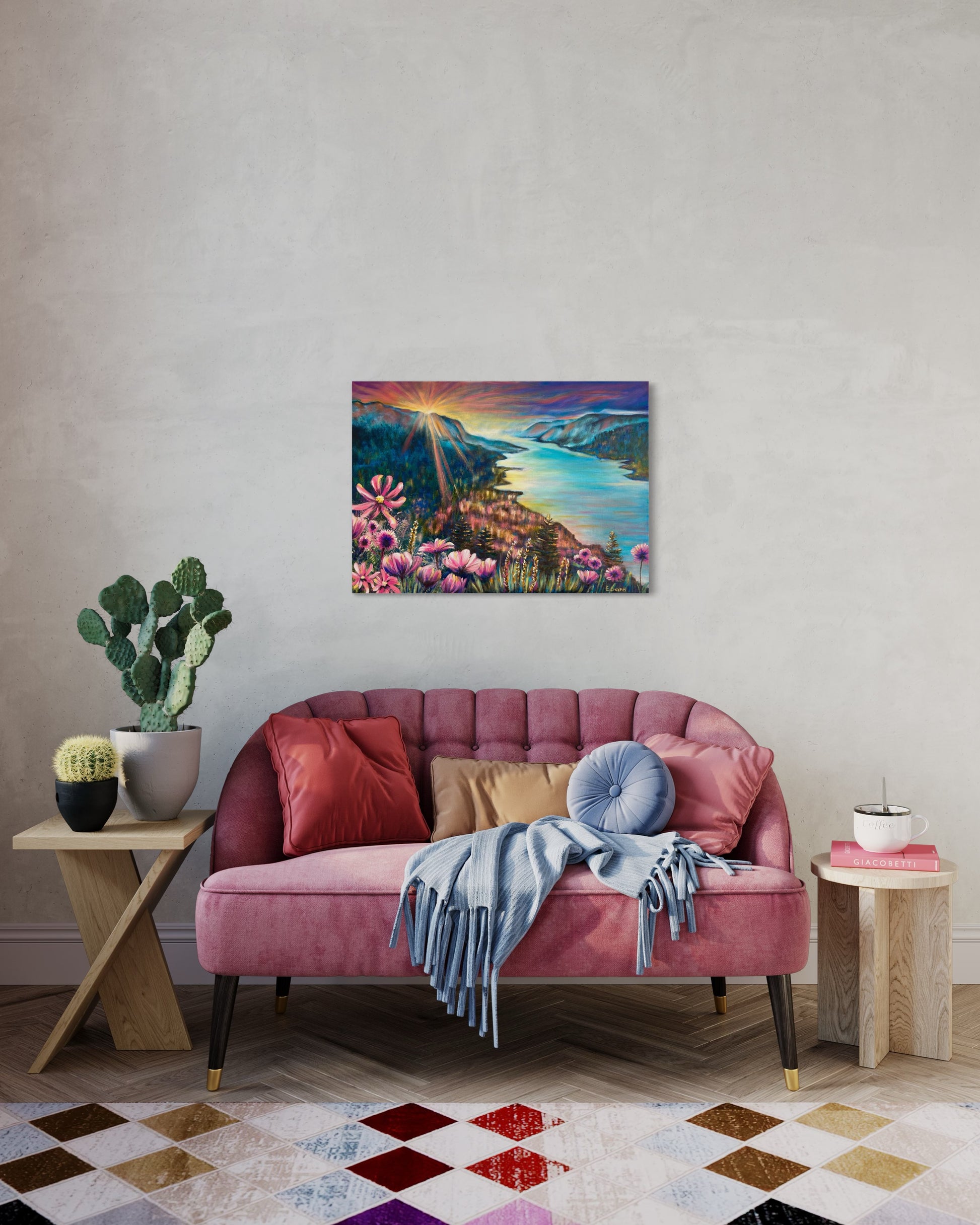 Mystic forest original oil painting 50x70cm, for a dreamy feeling in your room, Emmanuelle Erard Art