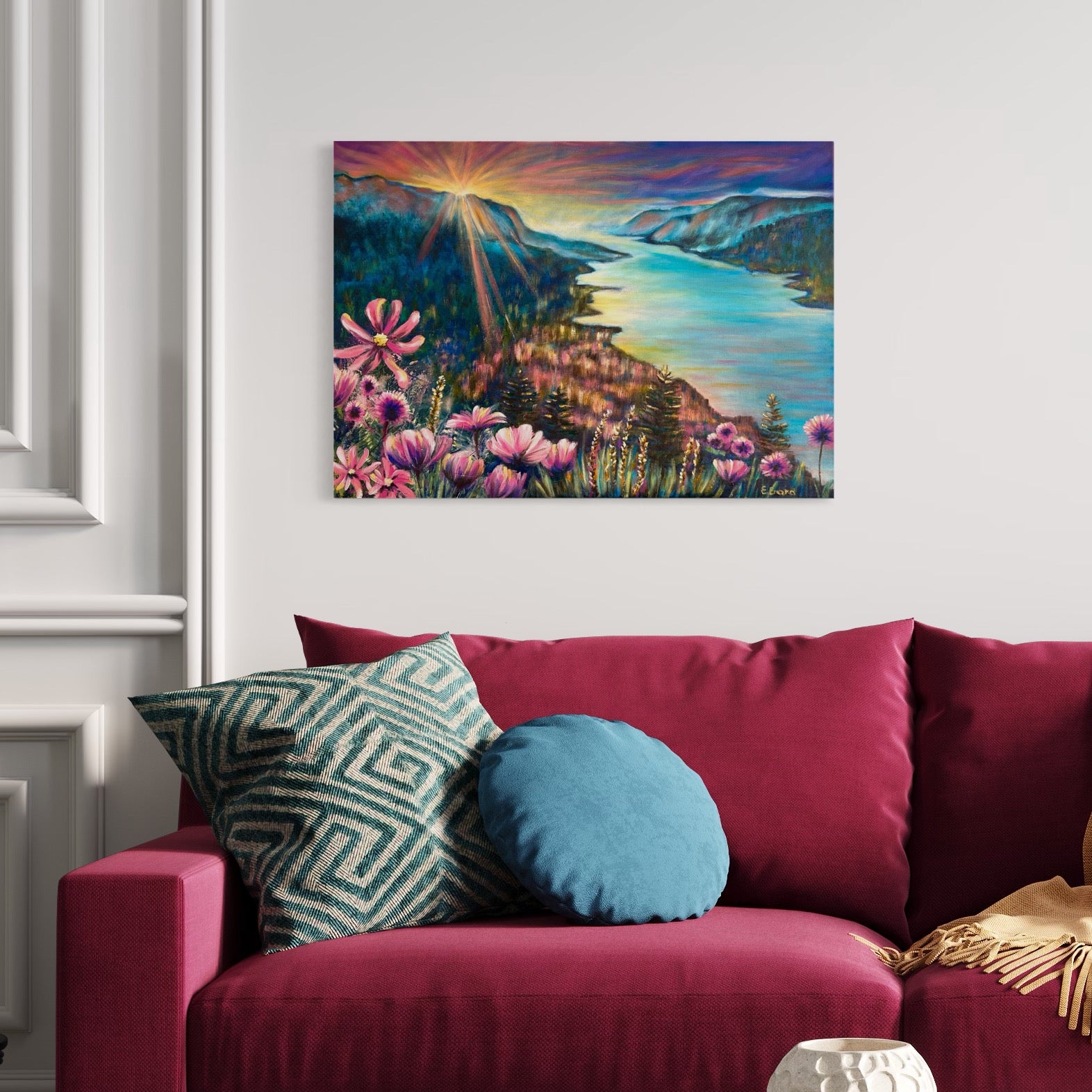 Mystic forest original oil painting 50x70cm, for a dreamy feeling in your room, Emmanuelle Erard Art