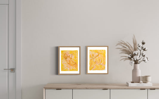 Newborn and mama cuddle, Fine Art Prints set of 2, 30x40cm, Emmanuelle Erard Art