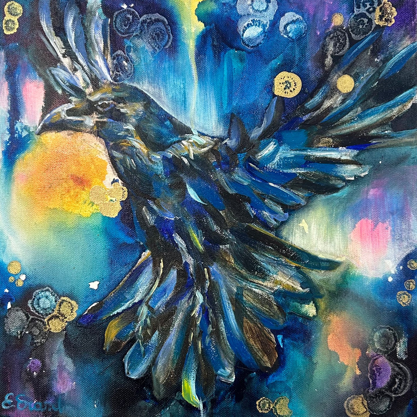 The Crow and the Lights - Original Painting