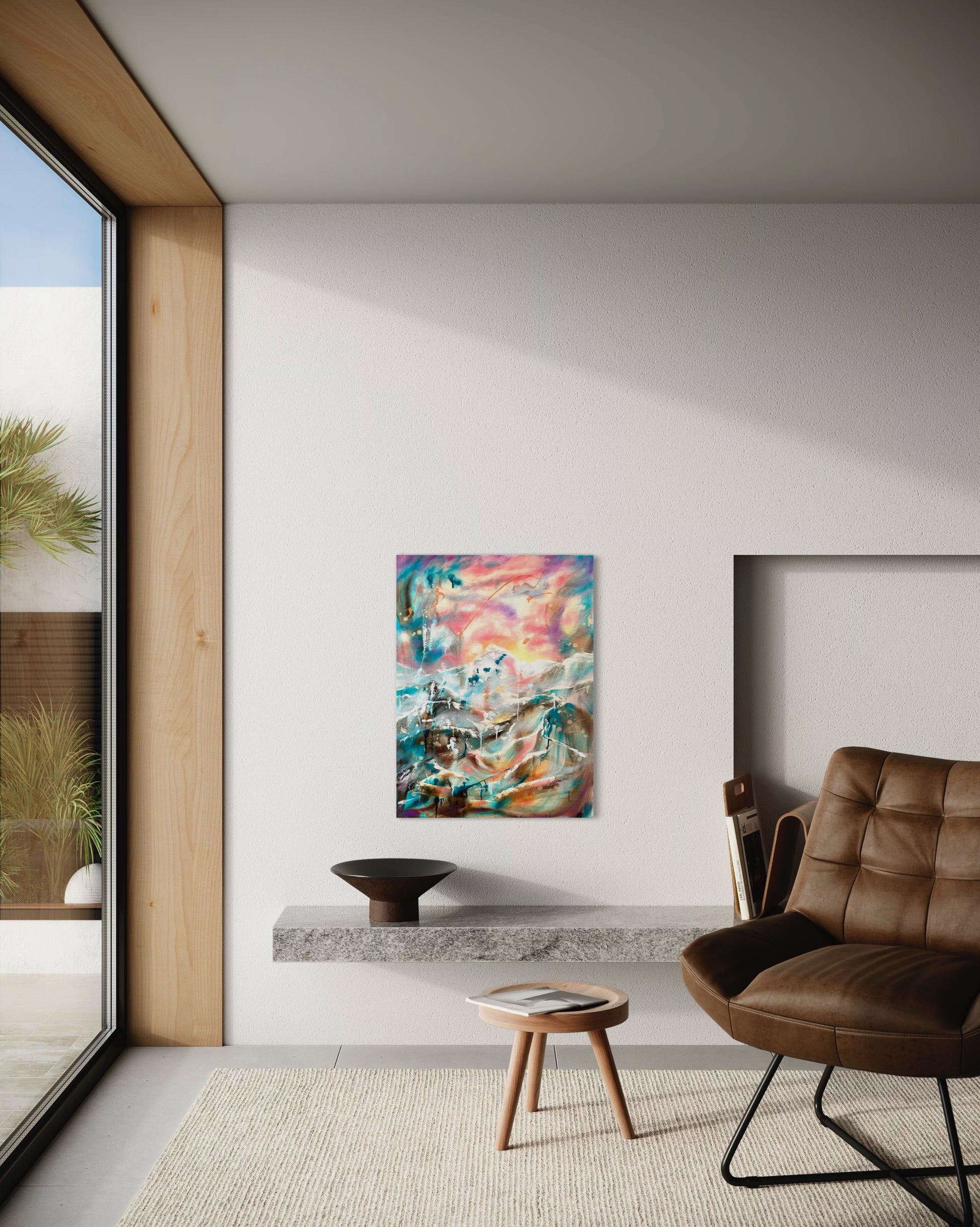 Wild wild mountains, 80x60cm, original oil  painting, for a dreamy and adventure feeling, Emmanuelle Erard Art