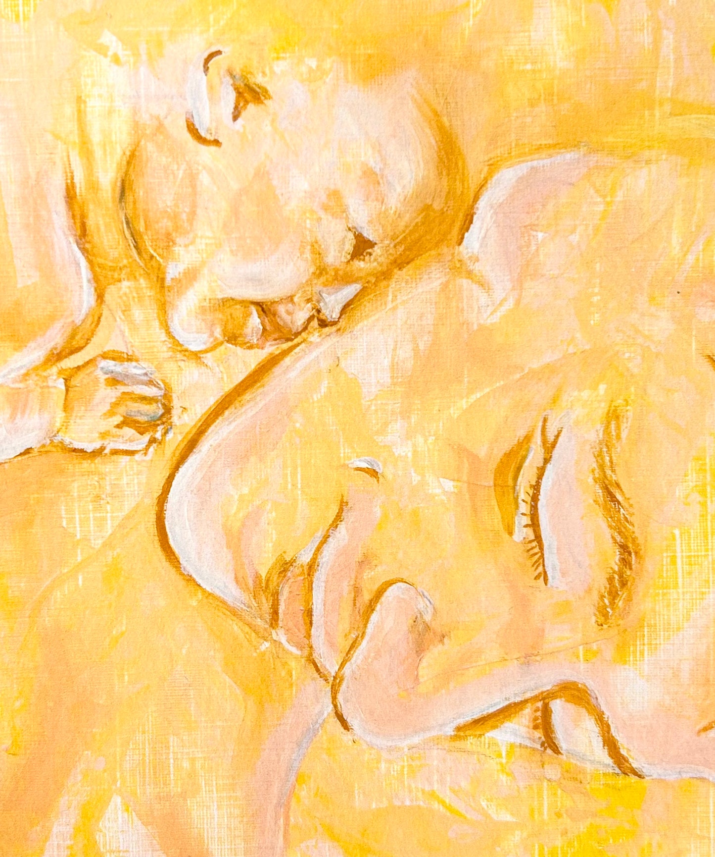 Newborn and mama cuddle, Fine Art Print, detail, Emmanuelle Erard Art