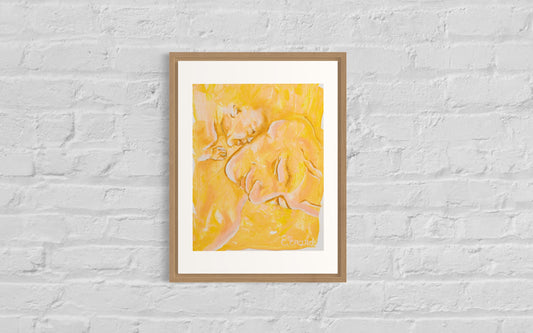 Newborn and mama cuddle, Fine Art Print, 30x40cm, from joy of birth collection, Emmanuelle Erard Art