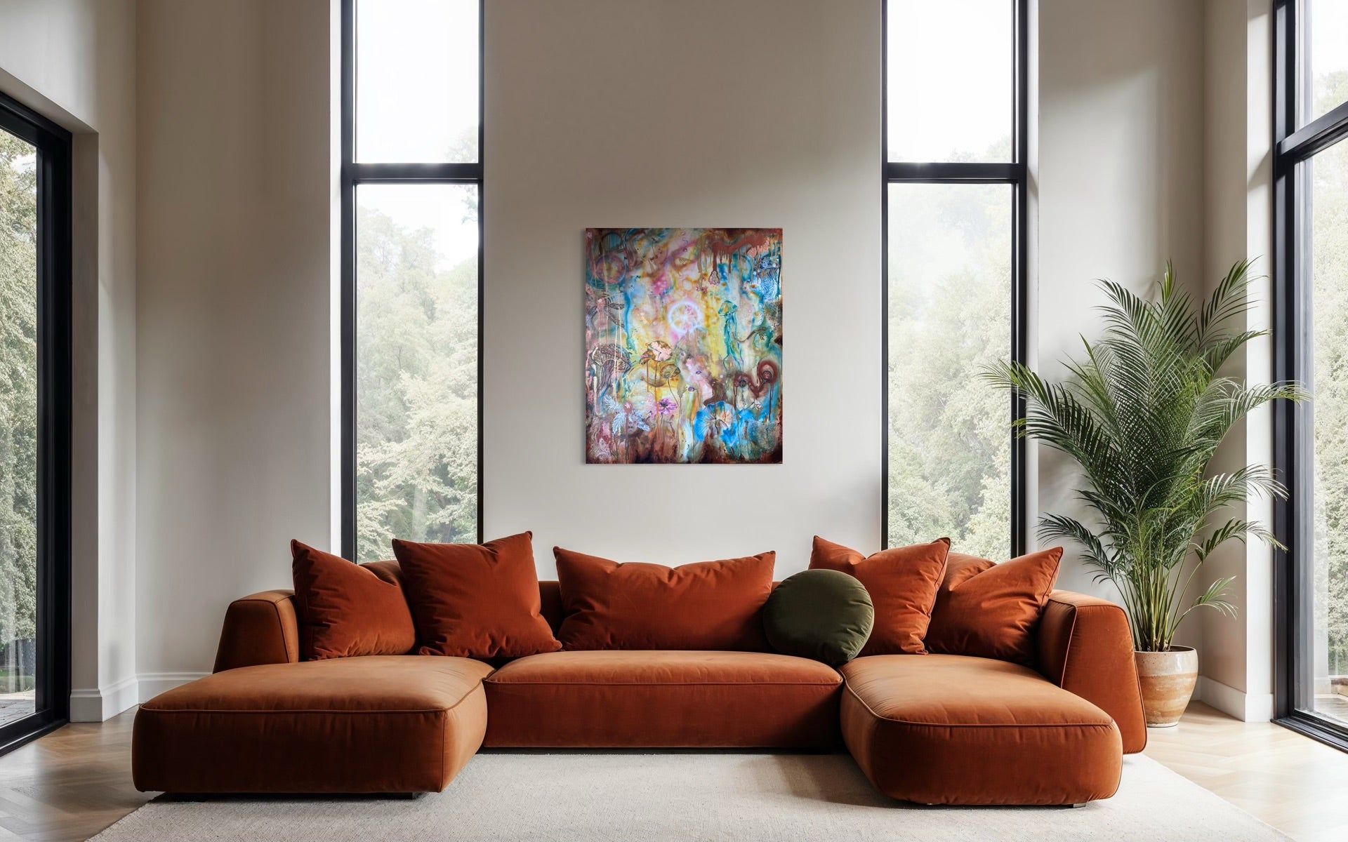 Faith painting for an hypnotic feeling and powerful energy in the living room, enabling you to open your imagination and dive into another world. Emmanuelle Erard Art