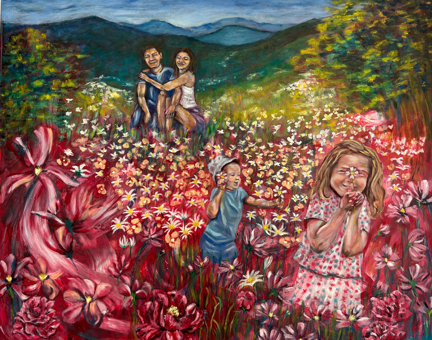 Family Flowers - original oil painting