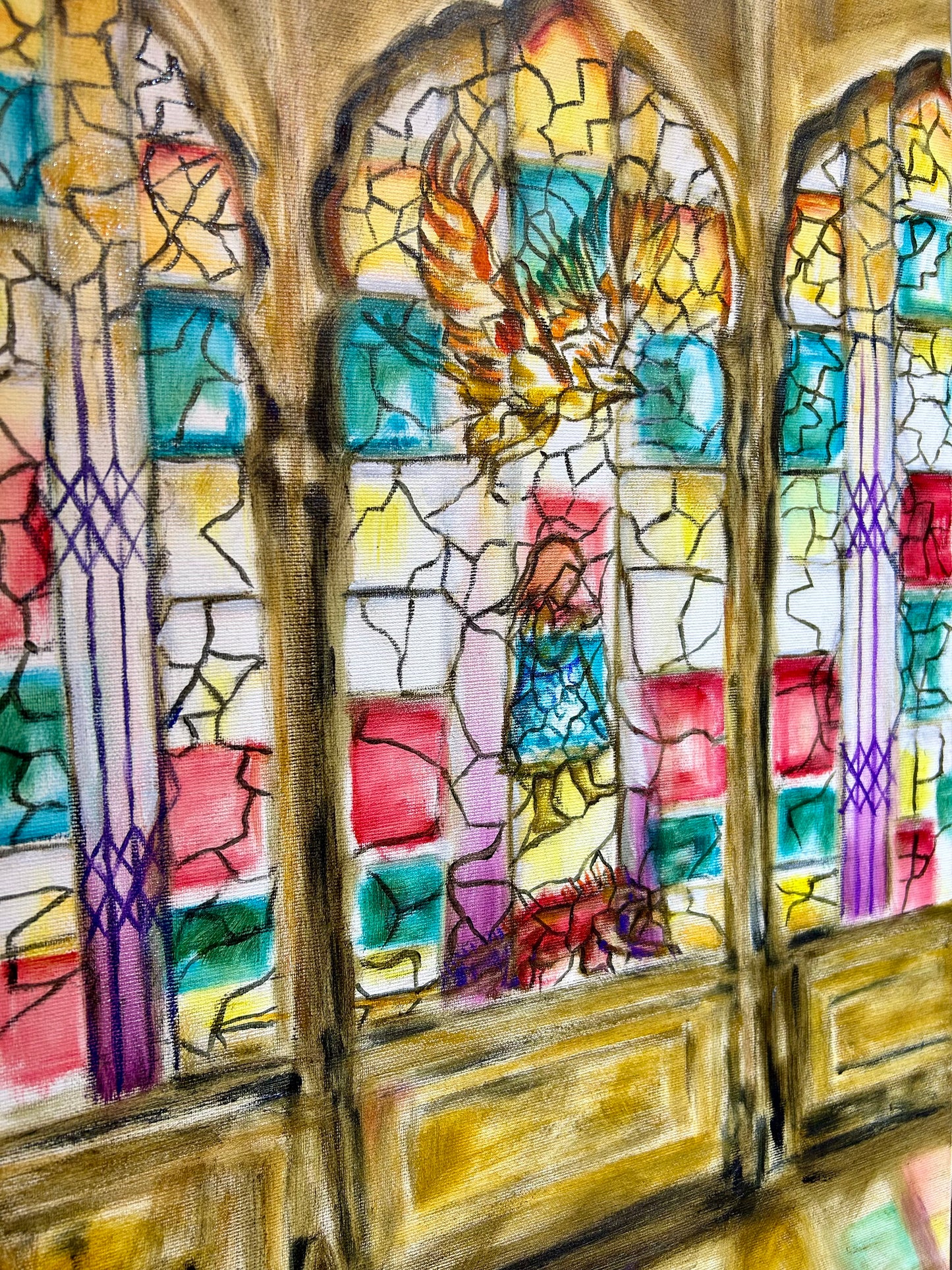 The Journey through stained glass windows - original painting