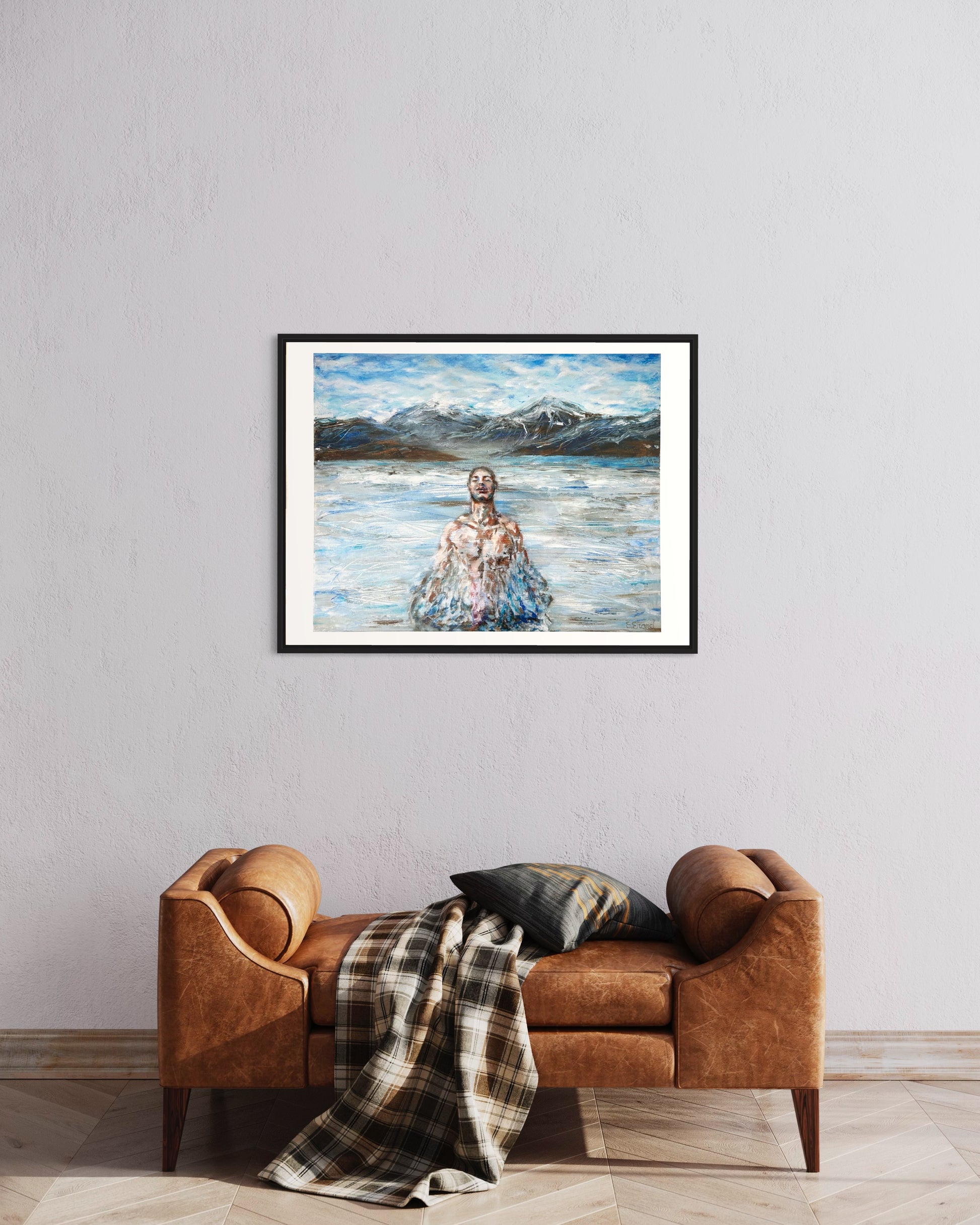 Man and Ice Fine Art Print of original oil painting, energising your space, Emmanuelle Erard Art