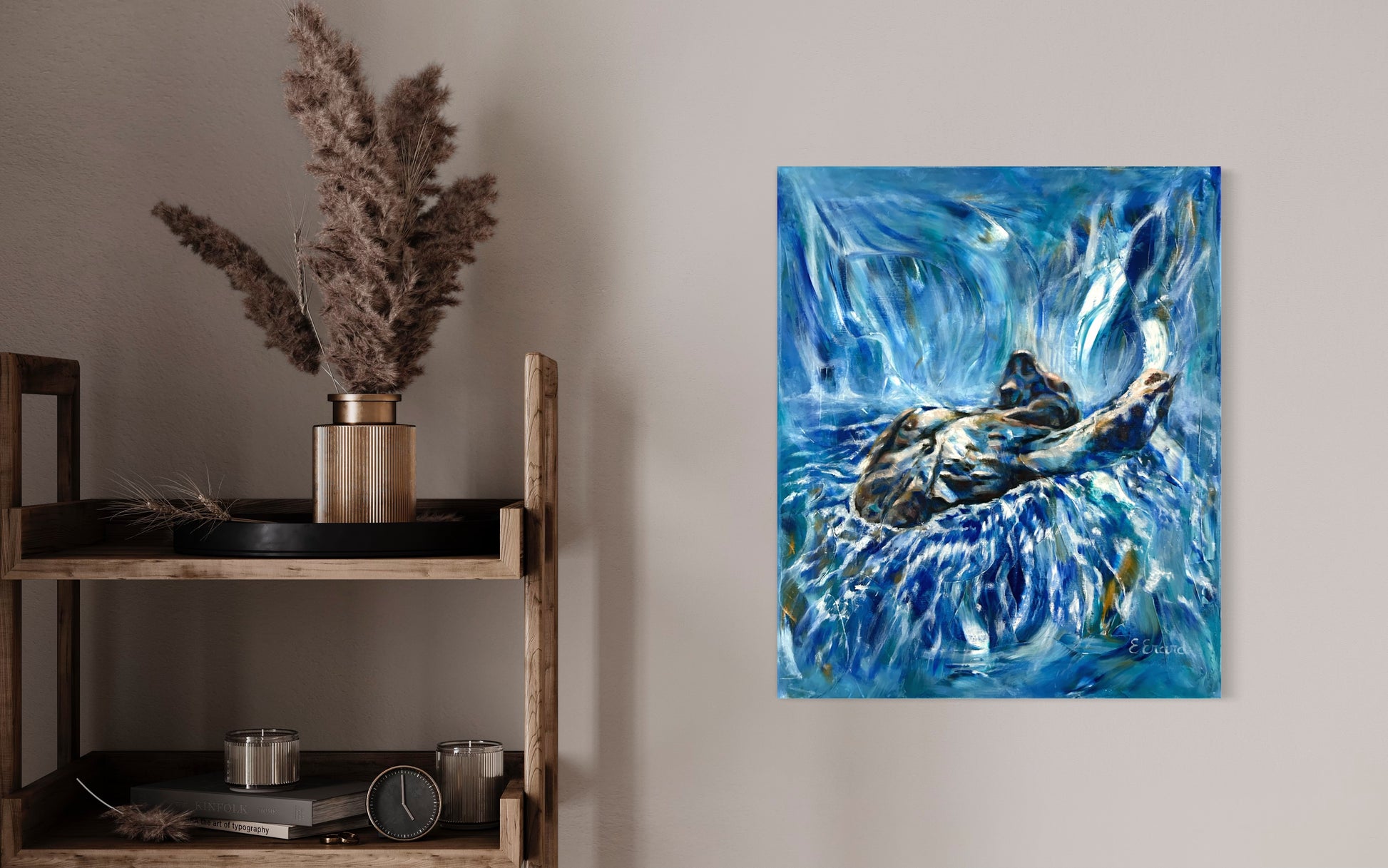 Mister Waterfall oil painting, for a nature, water energy and sensuality in your room