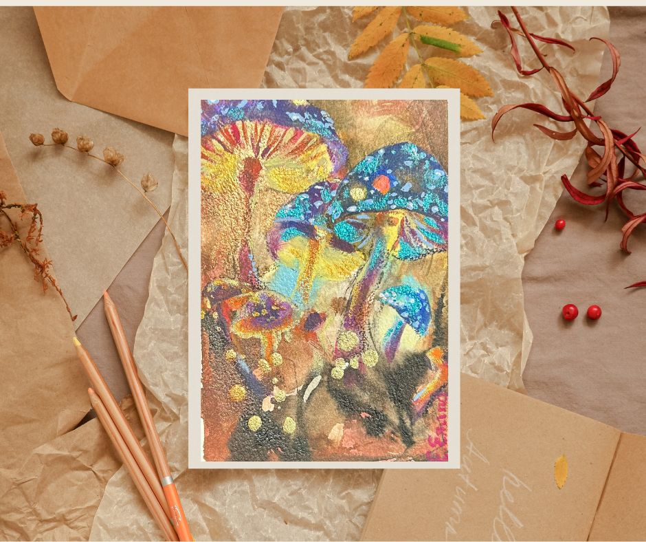 Mushrooms - Set of 4 Cards A5