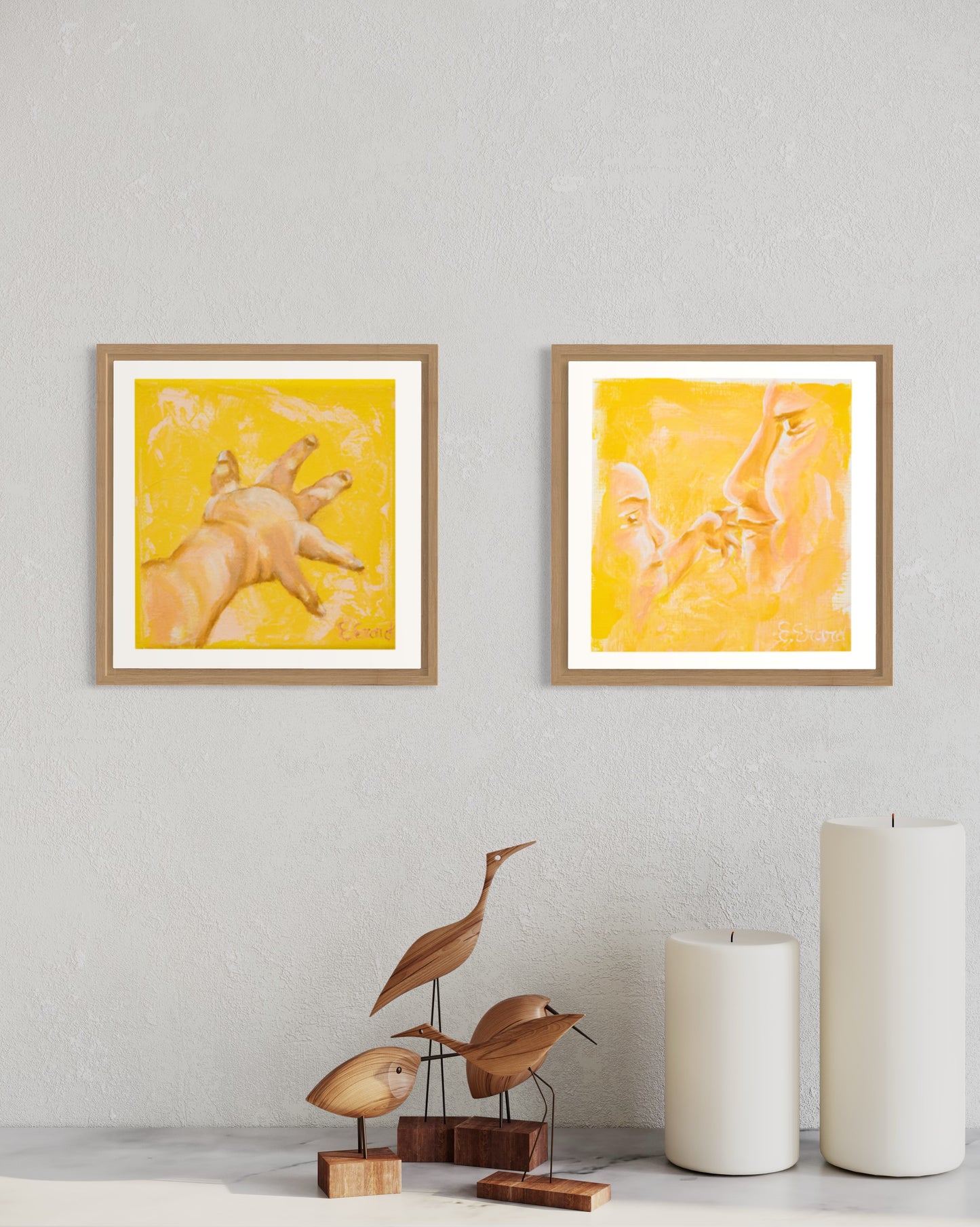 Newborn hand and hello you, Fine Art Prints, 30x30cm, set of 2, Emmanuelle Erard Art