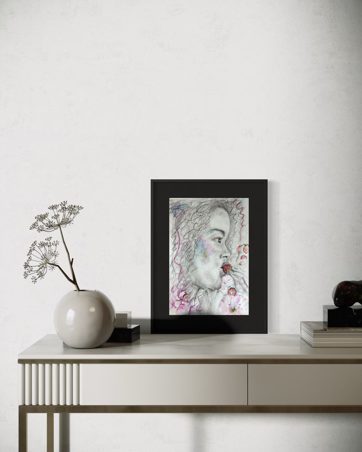 Savoring the Strawberries - original drawing
