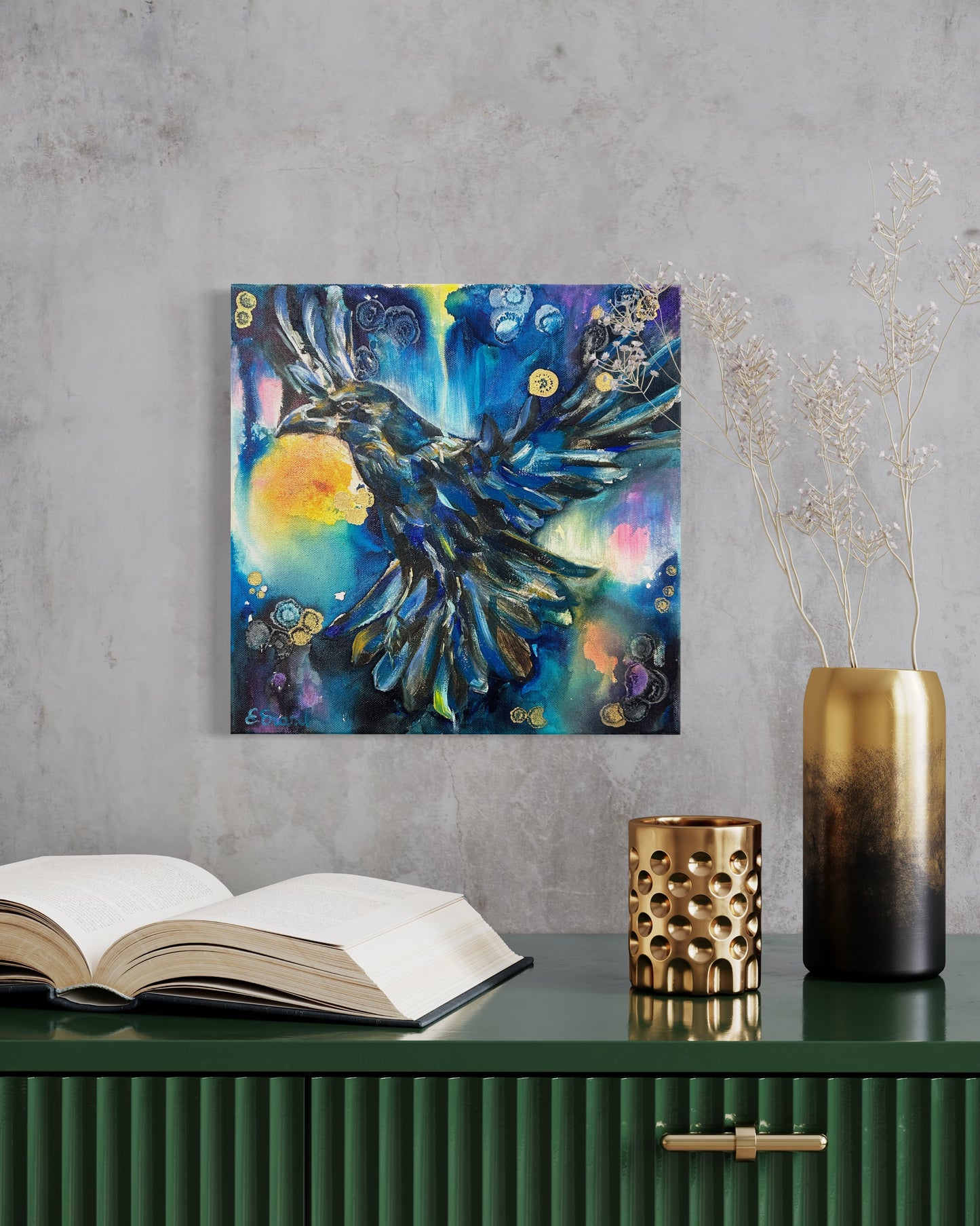 The Crow and the Lights - Original Painting