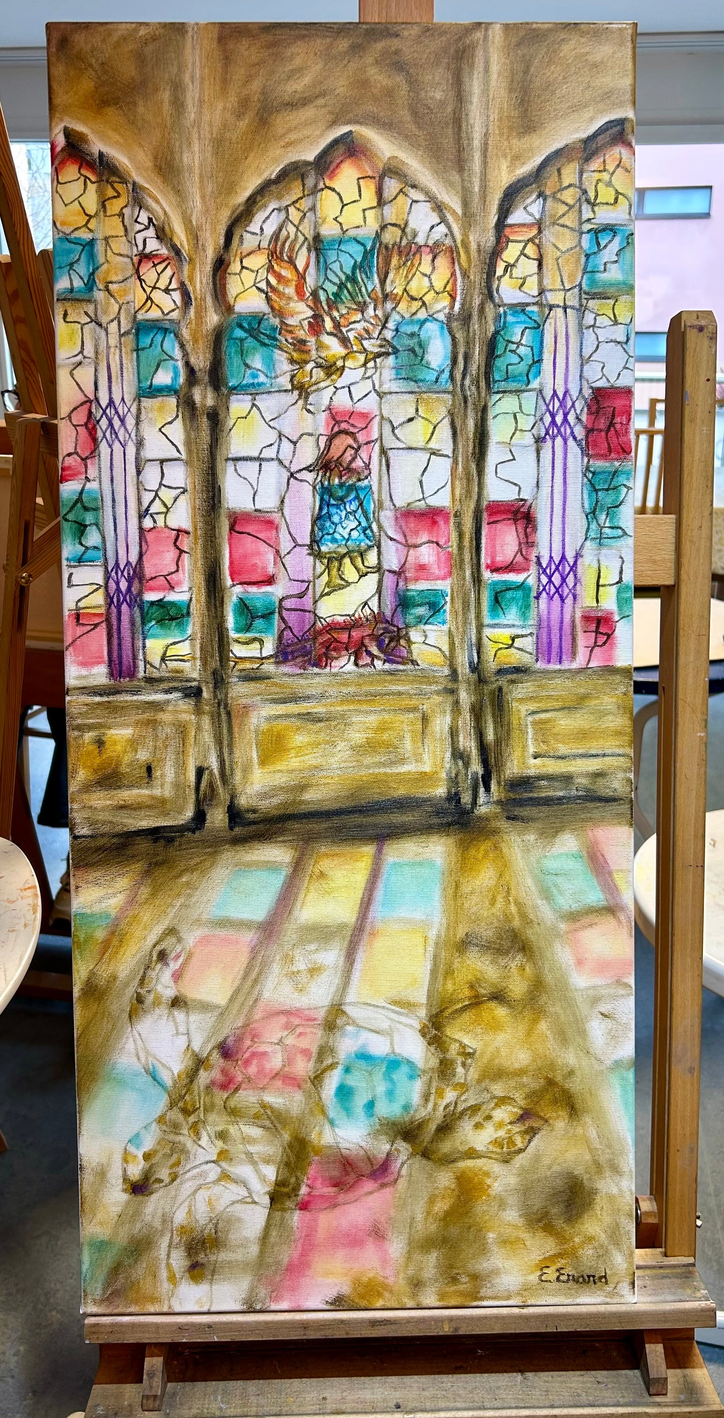 The Journey through stained glass windows - original painting